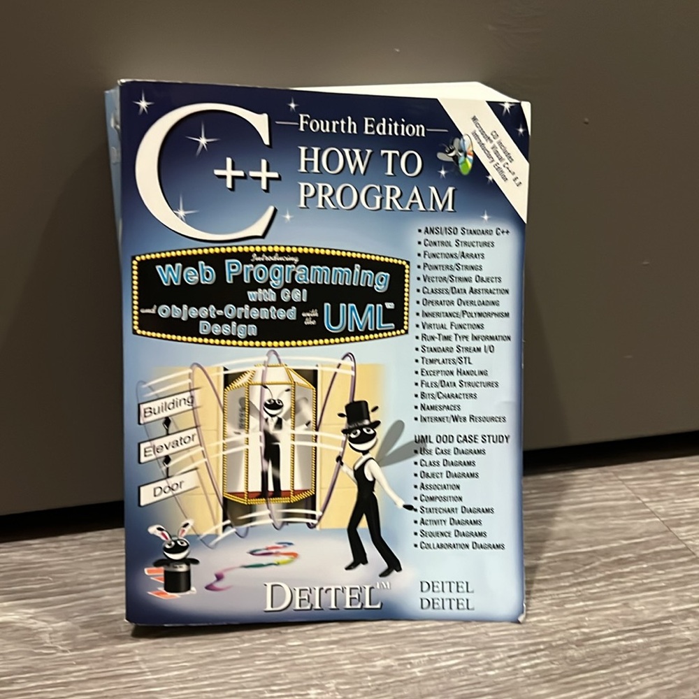 C++ How to Program Fourth Edition Book, Harvey M. Deitel Paperback Textbook w/CD